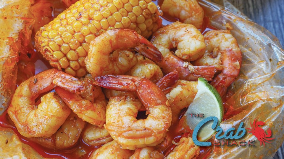 Seafood boils piled high on the table.
